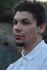 Fototapeta premium Portrait Of Young Man Looking At The Distance