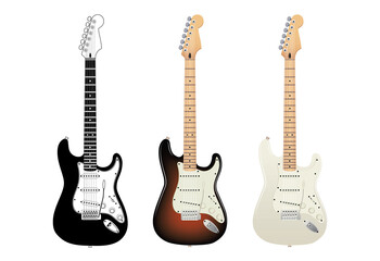 Electric guitar. Colored and black & white versions. High quality details.