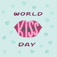 World kiss day vector hand drawn illustration