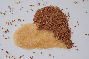 buckwheat heart on white background 