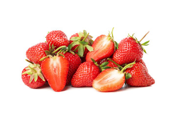 Tasty red strawberry isolated on white background. Summer berry