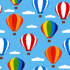 Vector seamless pattern with hot air balloons. It can be used for wallpapers, cards, wrapping, patterns for clothes and other.