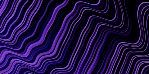 Dark Purple vector background with bent lines. Bright illustration with gradient circular arcs. Best design for your posters, banners.