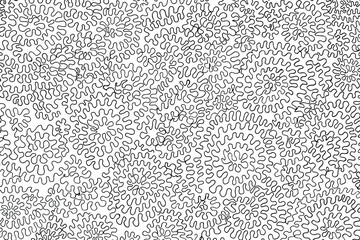 A hand-drawn surface with doodles, swirls, and zigzags. Abstract monochrome background drawn by hand. Vector illustration. The imposition template