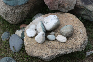 Composition of stones on the shores of the "Chuya" river, Altai Territory, Russia