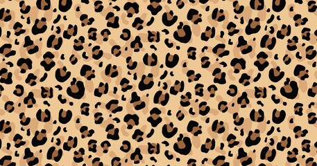 Leopard skin print seamless pattern design vector illustration. Animal safari endless texture. Exotic fashionable background with black splashes. Stylish natural backdrop