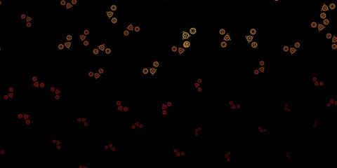 Dark Brown vector background with occult symbols.