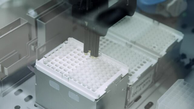 Production of medicines for medical support of the pharmaceutical industry. Close-up shot