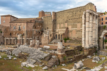 The Augustus Forum, Foro di Augusto, and and ruins temple of Mars Ultor in Rome, Italy. © Marek Poplawski