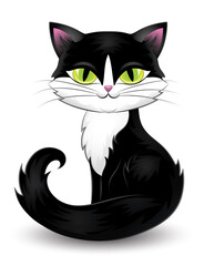 Cute cat with big eyes isolated on white. 