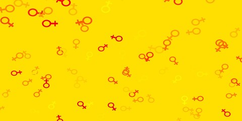 Light Red, Yellow vector background with woman symbols.