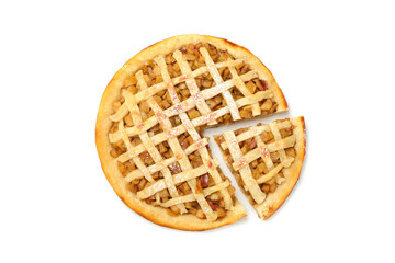 Tasty apple pie isolated on white background. Homemade food