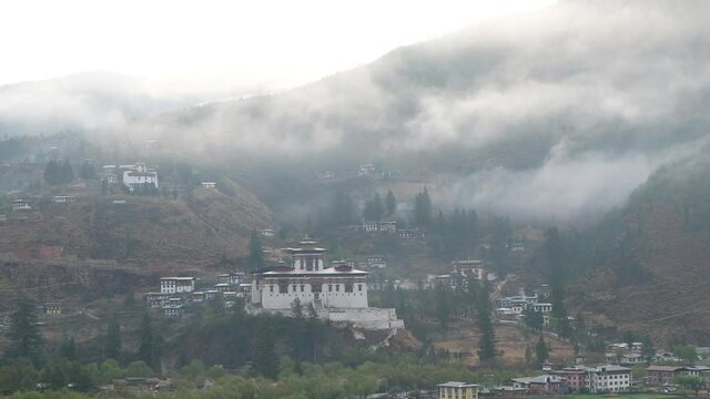 Misty morning in the mountains of Bhutan