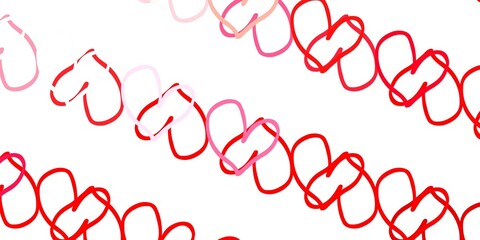 Light Red vector texture with lovely hearts.