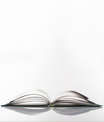 Book open isolated on white background. School, library, science concept