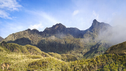 Rwenzori Mountains or Moon Mountains, Uganda, African continent, nature landscape, off the beaten path for trekking in Africa