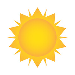 yellow sun icon for weather design on white, stock vector illustration