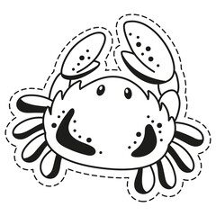 Sticker fun crab. Cute children's character for use in children's illustrations, on children's goods, as a sticker.