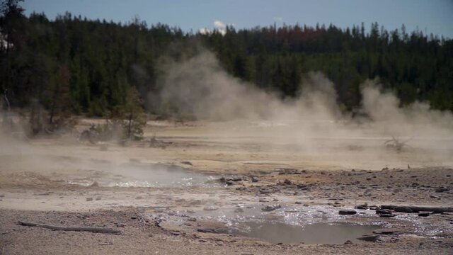 Norris Geyser Basin in Yellowstone National Park, Low angle