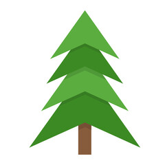 cartoon Christmas tree, pines for greeting card, invitation, gift box, banner, web. New Years and xmas traditional symbol tree. 2021 winter holiday. Flat icon