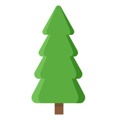 cartoon Christmas tree, pines for greeting card, invitation, gift box, banner, web. New Years and xmas traditional symbol tree. 2021 winter holiday. Flat icon