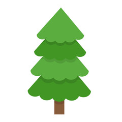 cartoon Christmas tree, pines for greeting card, invitation, gift box, banner, web. New Years and xmas traditional symbol tree. 2021 winter holiday. Flat icon