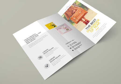 Business Trifold Brochure Layout with Yellow Accents
