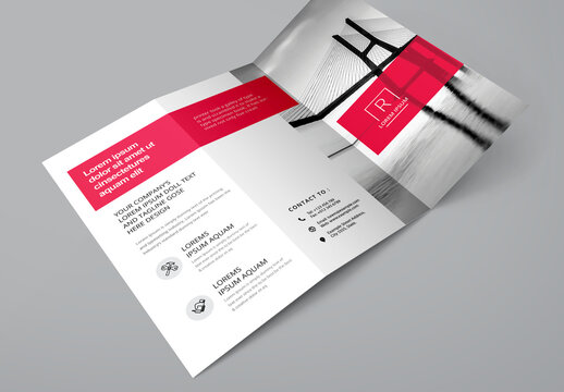 Corporate Business Trifold Brochure Layout with Red Accents