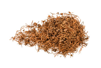 Top view of Dried tobacco isolated on white background