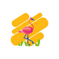 Flamingo illustration design with abstract shape background