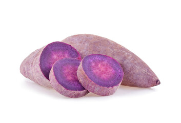 purple yams isolated on white background.