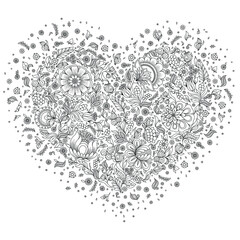 Coloring page flower heart - 354422383