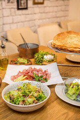 Italian gastronomy, food collage on the table