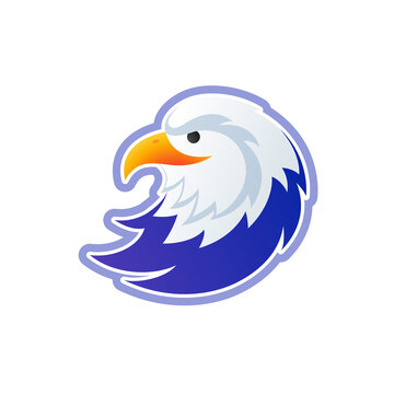 Eagle logo vector template - USA bald eagle head colorful illustration - eagle isolated on white background