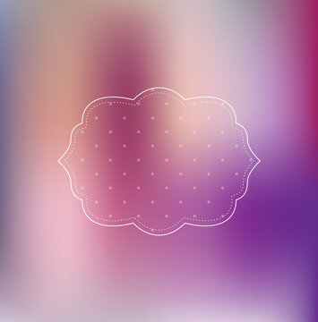 Vector retro frame, badge, banner, greeting card design on blurry bokeh background