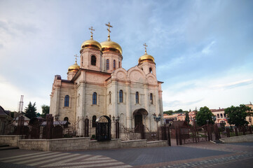 Fototapeta na wymiar Spassky Cathedral of Pyatigorsk at sunset, Russia.