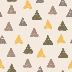 Simple vector pattern with hand drawn triangles on creamy background