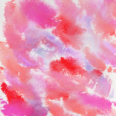 Colorful watercolor background in this handpainted abstract design of pink, red, coral, purple shades.  Design elements for backdrops and paint textures.