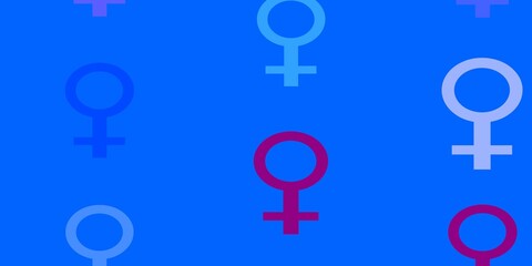 Light Blue, Red vector backdrop with woman's power symbols.