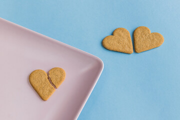 Broken heart. Cookies like a romantic scene.