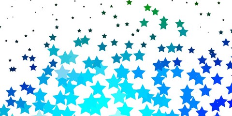 Light Blue, Green vector background with colorful stars. Colorful illustration with abstract gradient stars. Pattern for new year ad, booklets.
