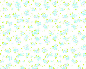 Obraz na płótnie Canvas Vector seamless pattern. Pretty pattern in small flowers. Small light blue flowers. White background. Ditsy floral background. The elegant the template for fashion prints.