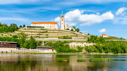 Fototapeta na wymiar Melnik Castle on the hill above Labe and Vltava River confluence, Czech Republic