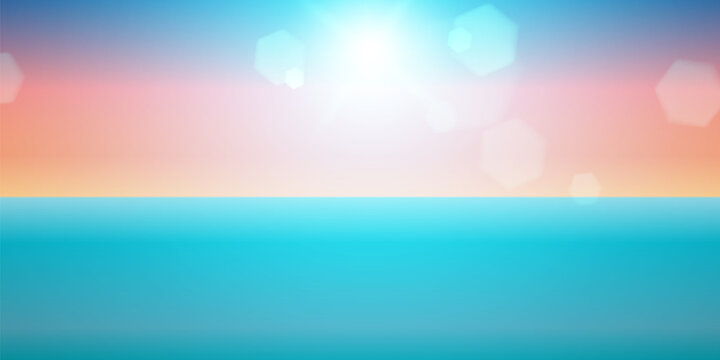 Sky Sunset. Ocean Sun. Sea Summer Background.