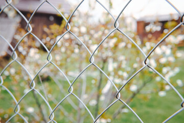 Metal diamond mesh fence. Private property fencing.
