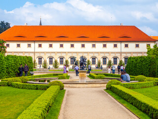 Wallenstein Riding Hall in baroque Wallenstein palace garden on sunny summer day, Prague, Czech Republic