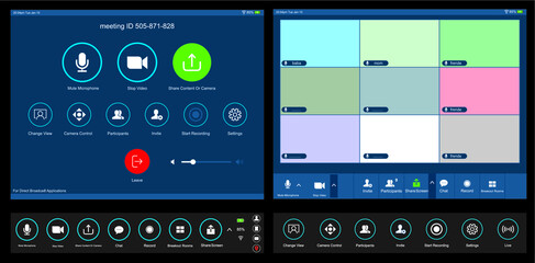 Live broadcast apps Screen interface and icons in the social media application. Music and video app icons. Photo frame design app post template. Vector mockup illustration
