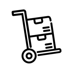 Hand truck with boxes, icon.