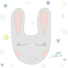 Dreaming bunny - vector illustration for children's poster and textile design