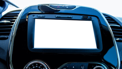 The monitor in the car with the background of the mockup. Monitor in the car. With mockup background